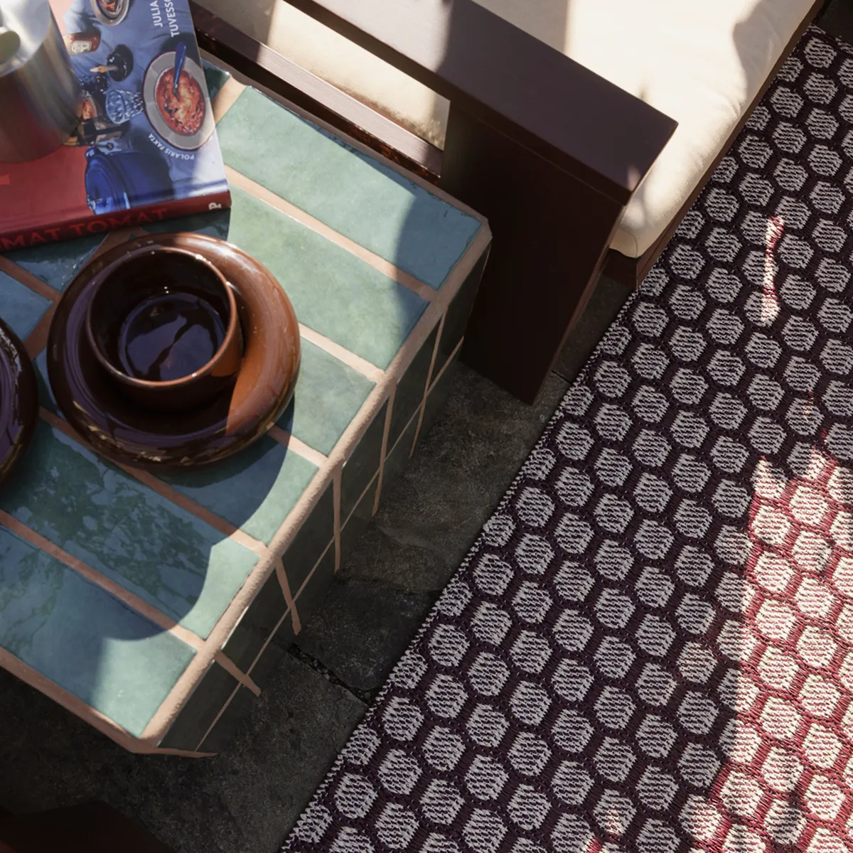 Reversible Plastic Rug MIMI Burgundy/Cream 180x260 cm