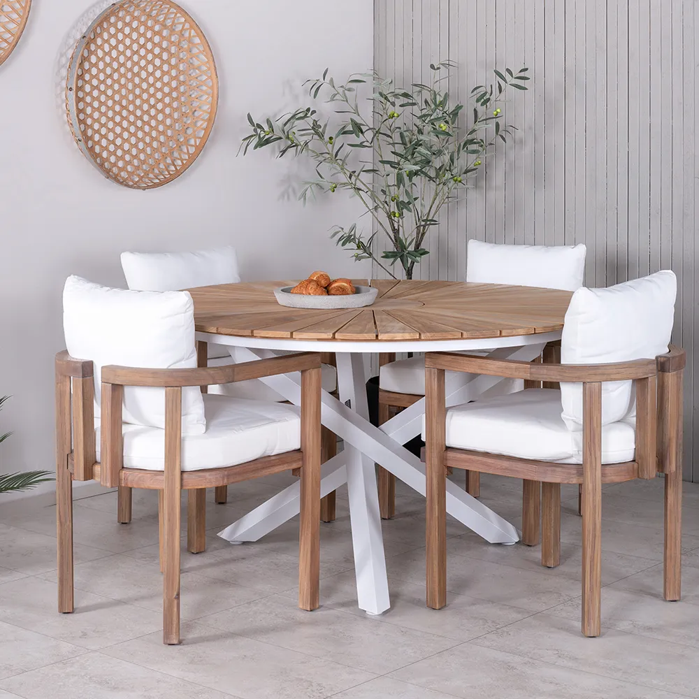 Mexico Dining Table Ø140 cm White/Teak