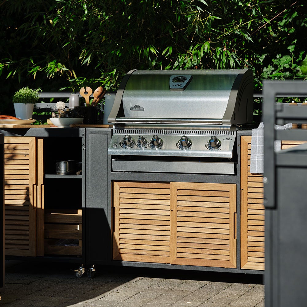 Fornax outdoor kitchen black/teak