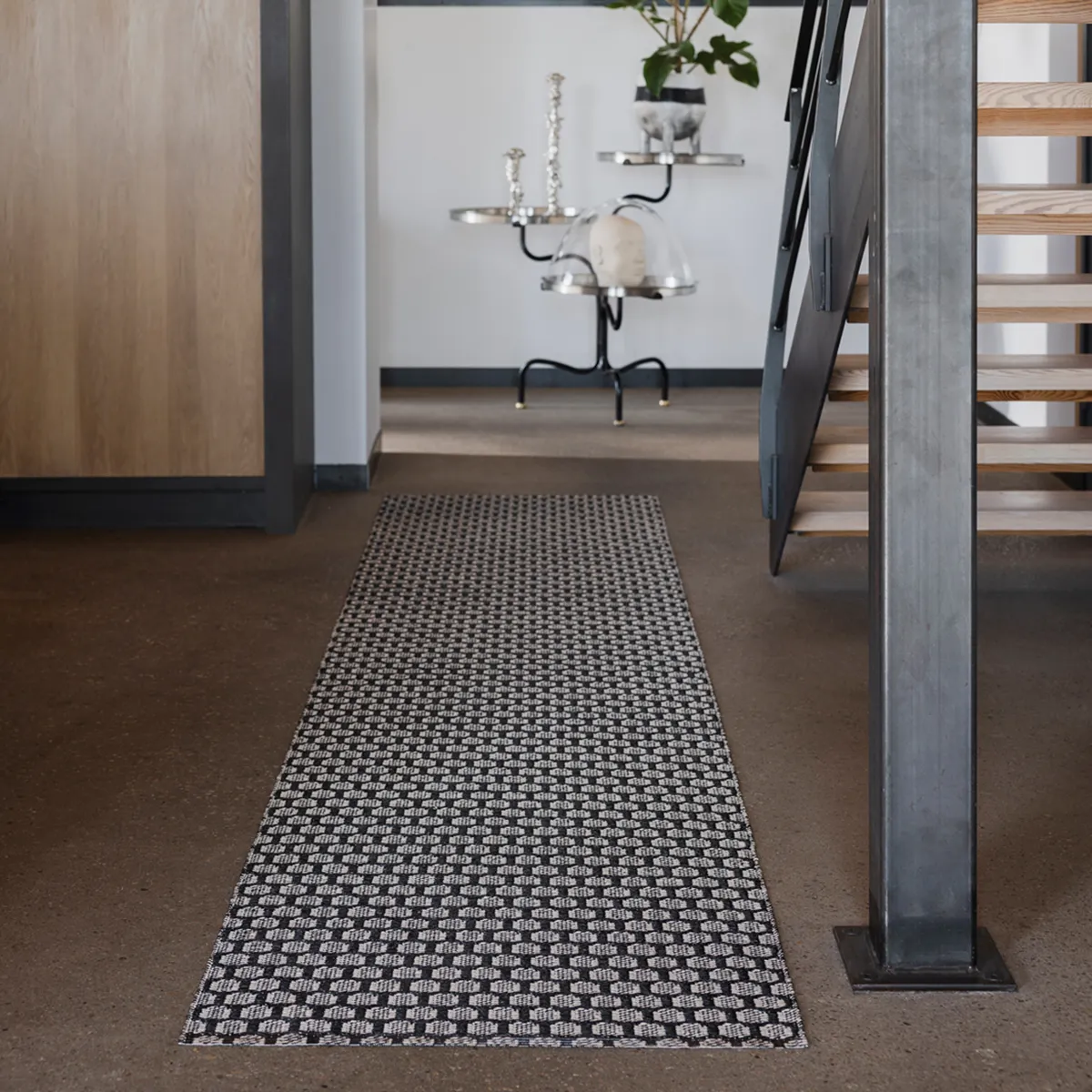 Reversible Plastic Rug MIMI Black/Beige 70x180 cm