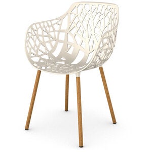 Forest armchair with Iroko upholstered legs Creamy White