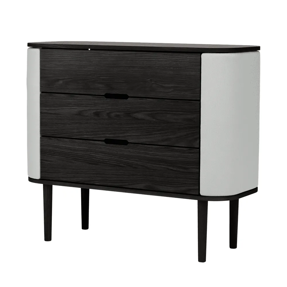 Treasures Chest of Drawers Black Oak/Sterling