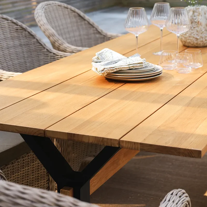 Mark dining table 95x230 cm black / teak