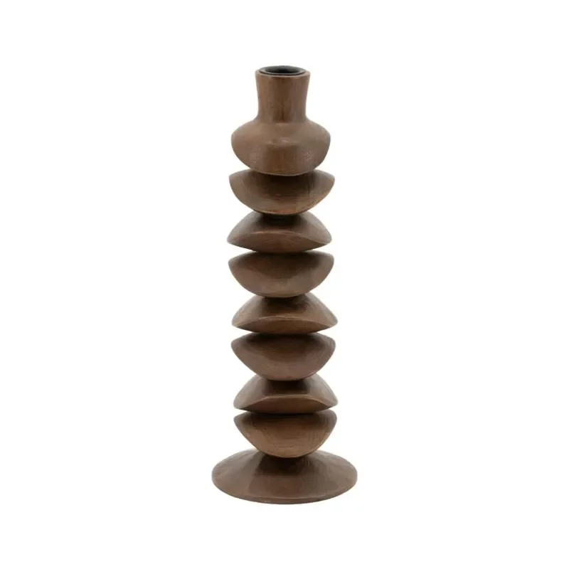 Kasane small Candle holder 10x10x29 cm Mango Wood dark brown