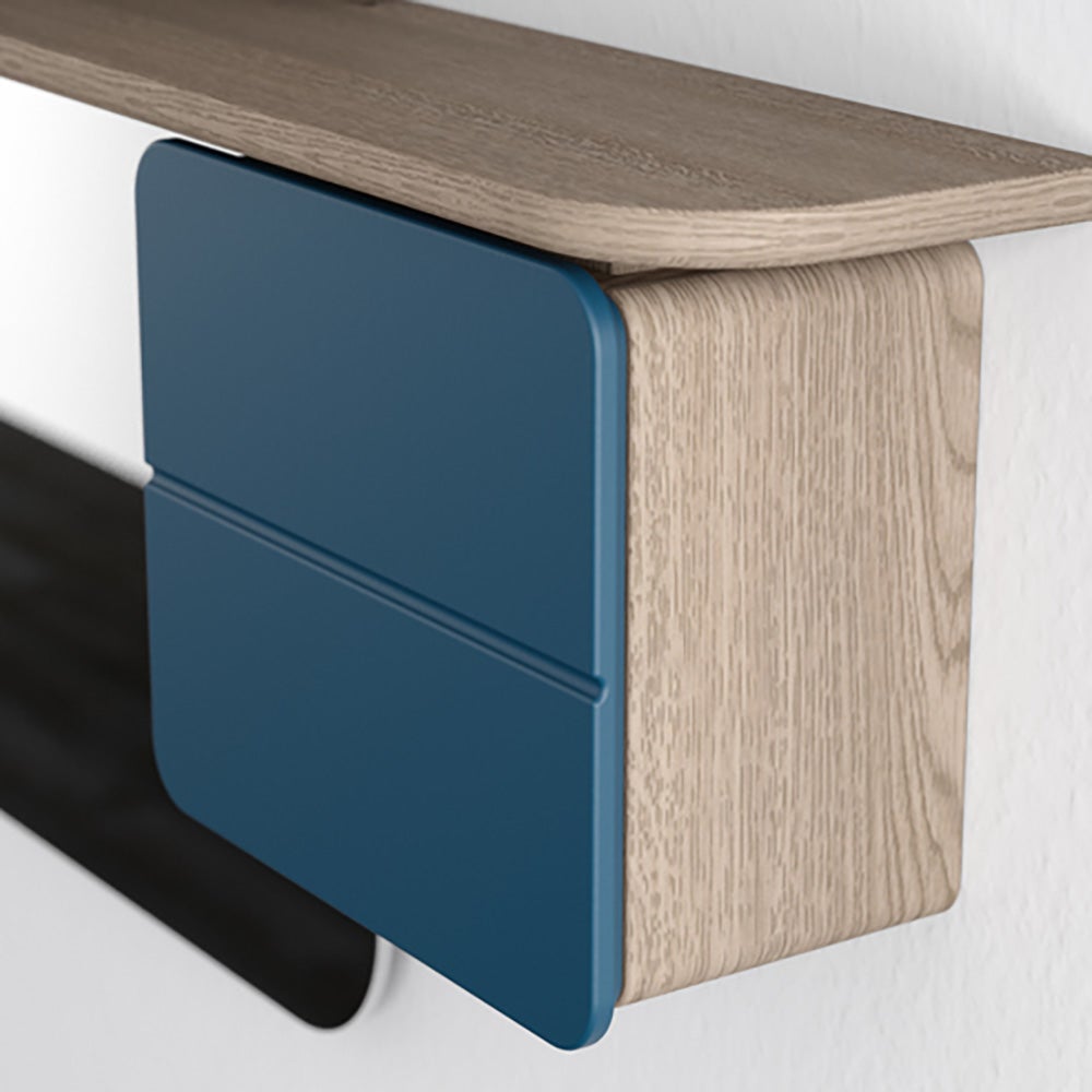 One More Look Mirror Solid Oak/Petrol Blue