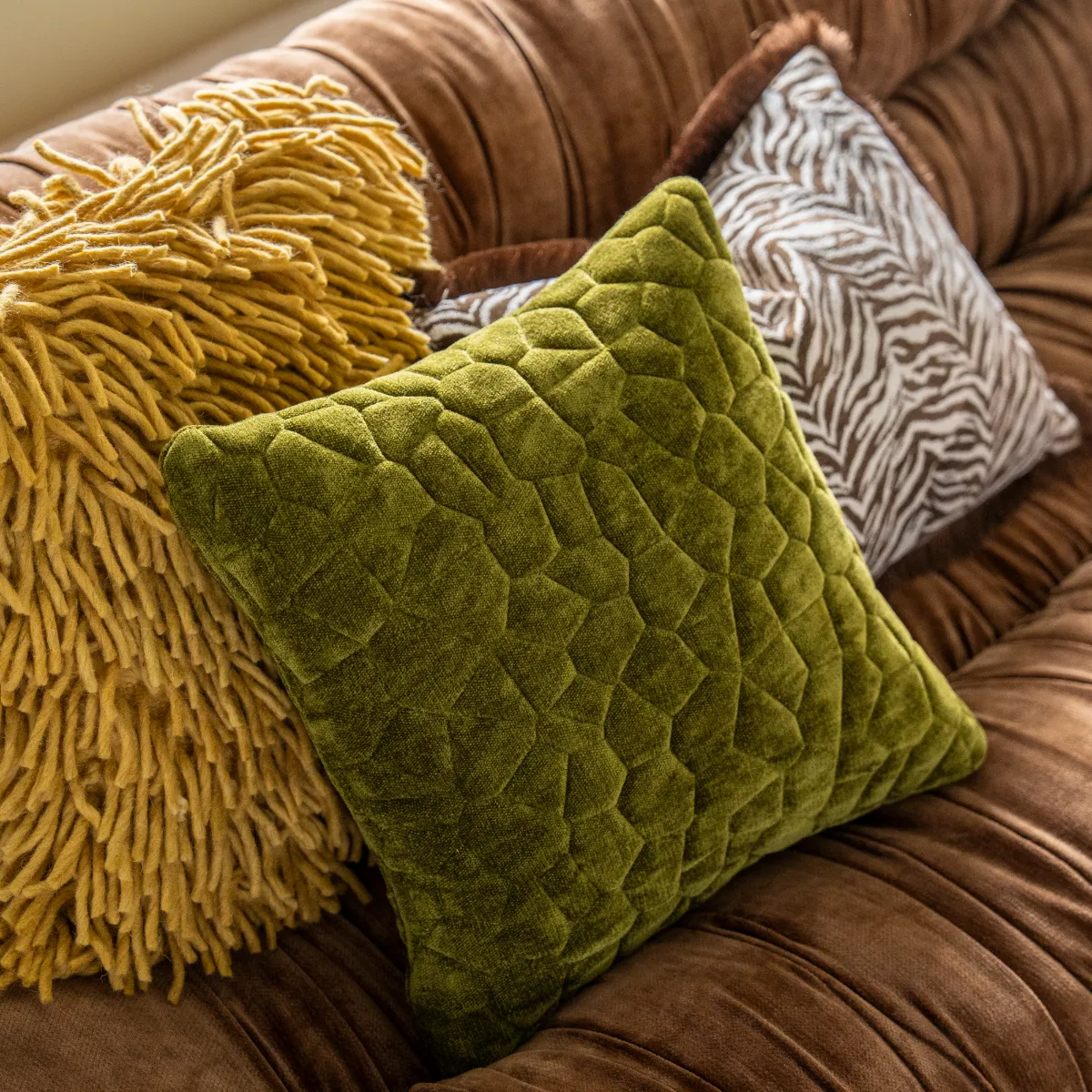 Decorative Cushion in Cotton Moppy Mustard 50x50 cm