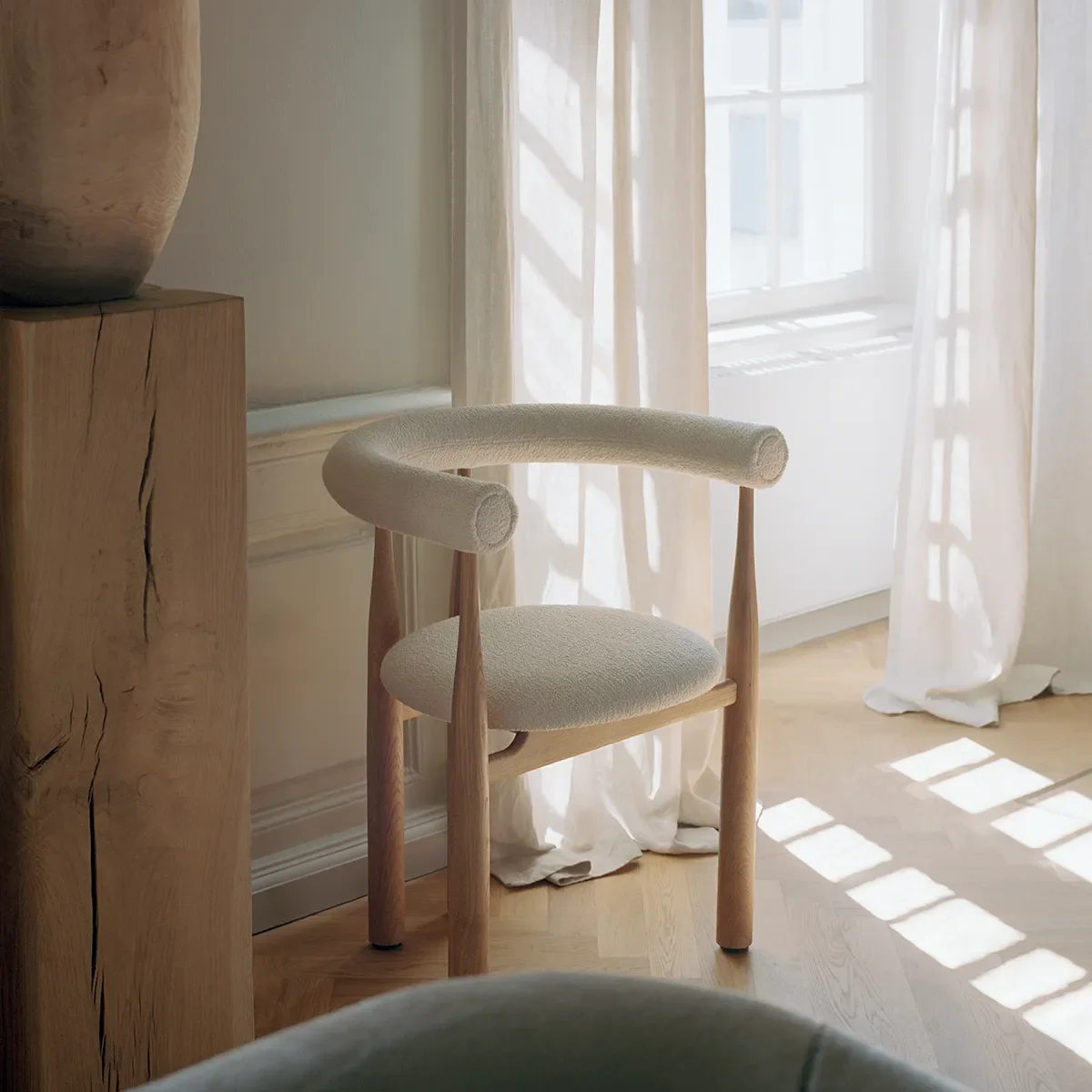 Upholstered Dining Chair Bukowski Black Wooly