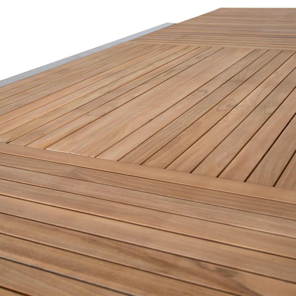 Naos dining table 100x220-320 cm stainless steel/teak