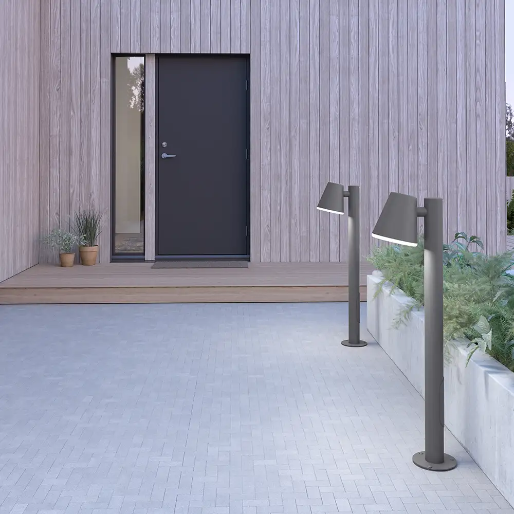 Mist outdoor bollard graphite structure E27