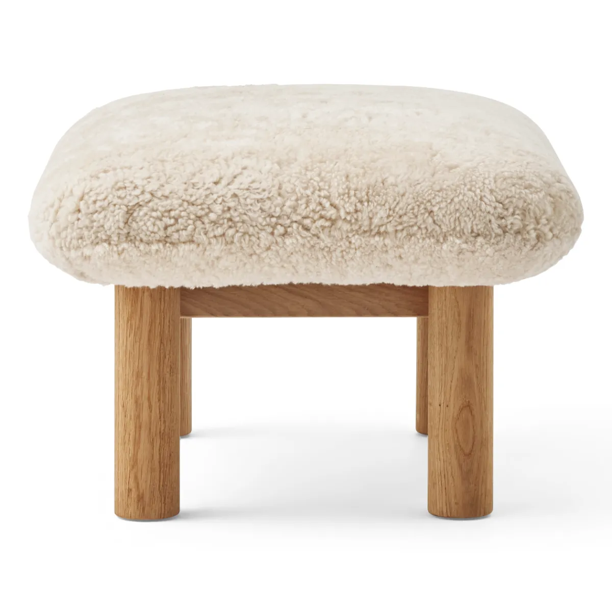 Brasilia Stool Fully Upholstered Four-Legged Base Solid Oak Natural Sheepskin Nevotex Nature