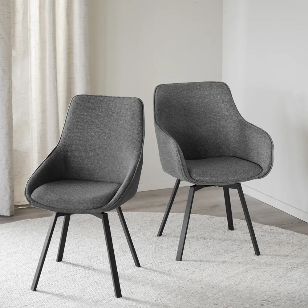 Alison dining chair grey fabric/black metal legs