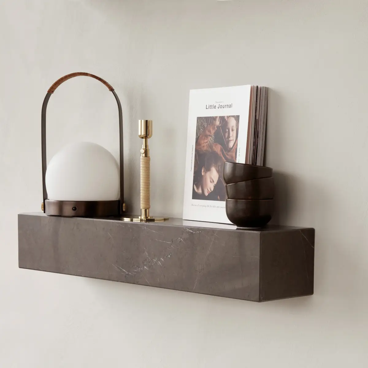 Plinth Shelf, Marble Grey, Kendzo