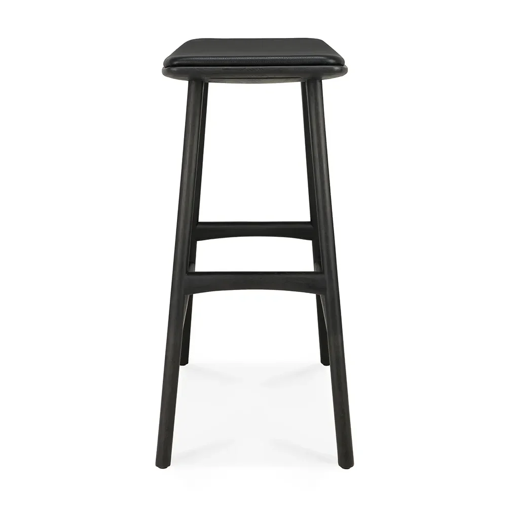 OssoBarstool Low Black varnished oak7Black leather