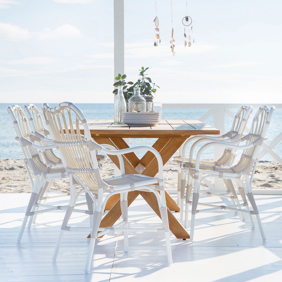 Margret armchair rattan white / beige