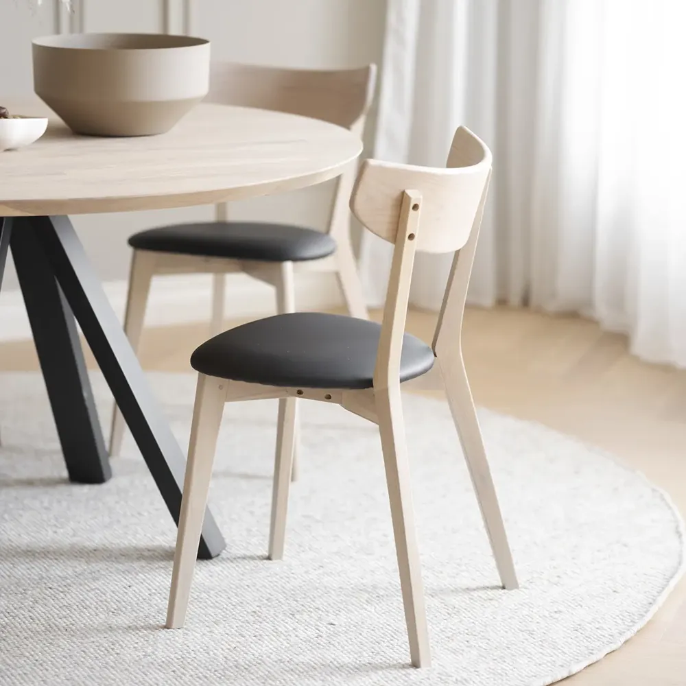 Ami dining chair white pigmented oak/black faux leather