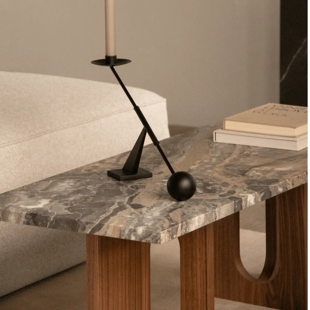Androgyne Coffee Table Walnut/Marble Grey Galaxy