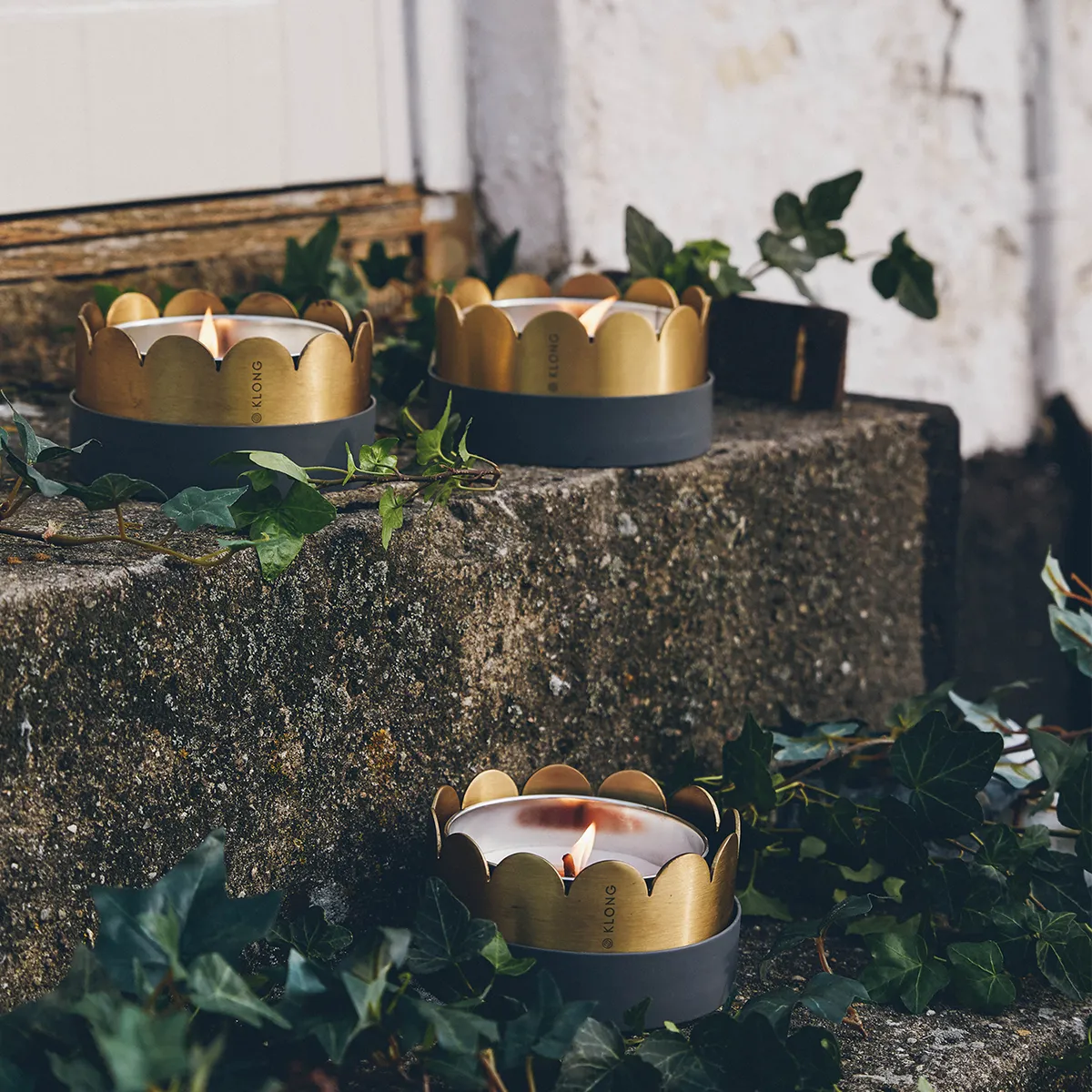 Outdoor Candle Holder in Brass Fira