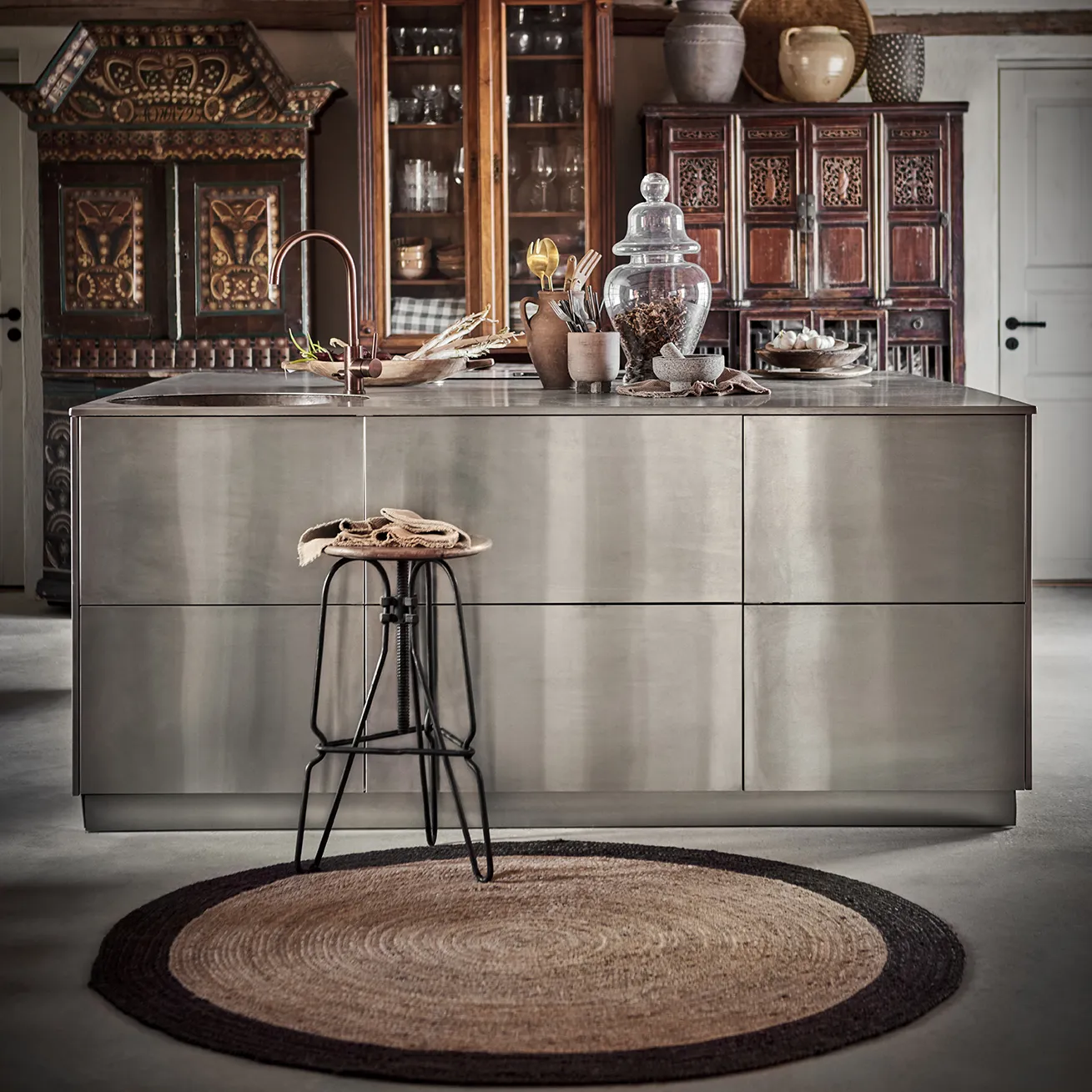 JUNI rug natural/brown Ø150 cm