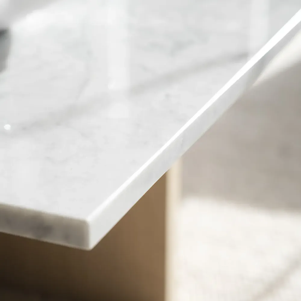 Brooksville coffee table 90x90 cm white marble/white pigmented oak