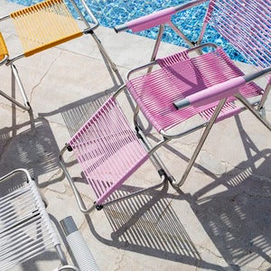 Spaghetti sun lounger pink matt aluminium