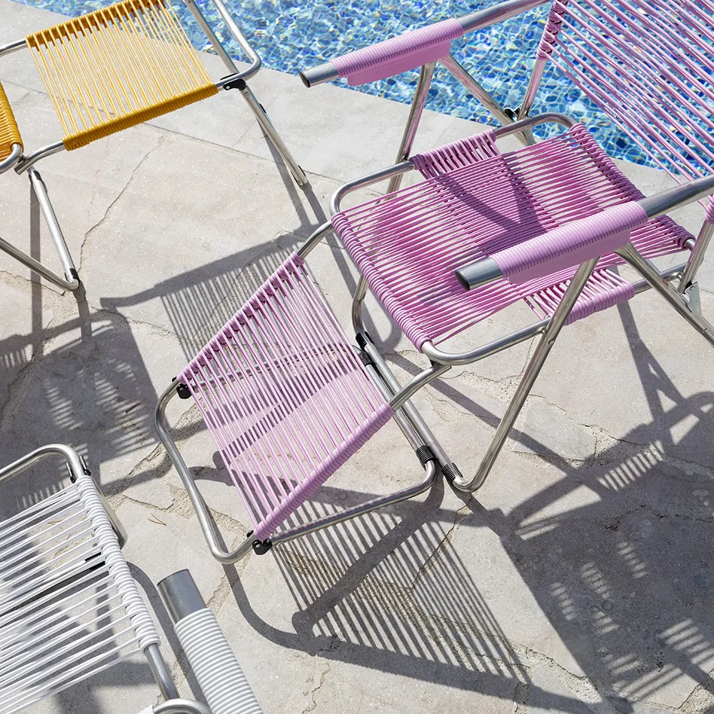 Spaghetti sun lounger pink matt aluminium