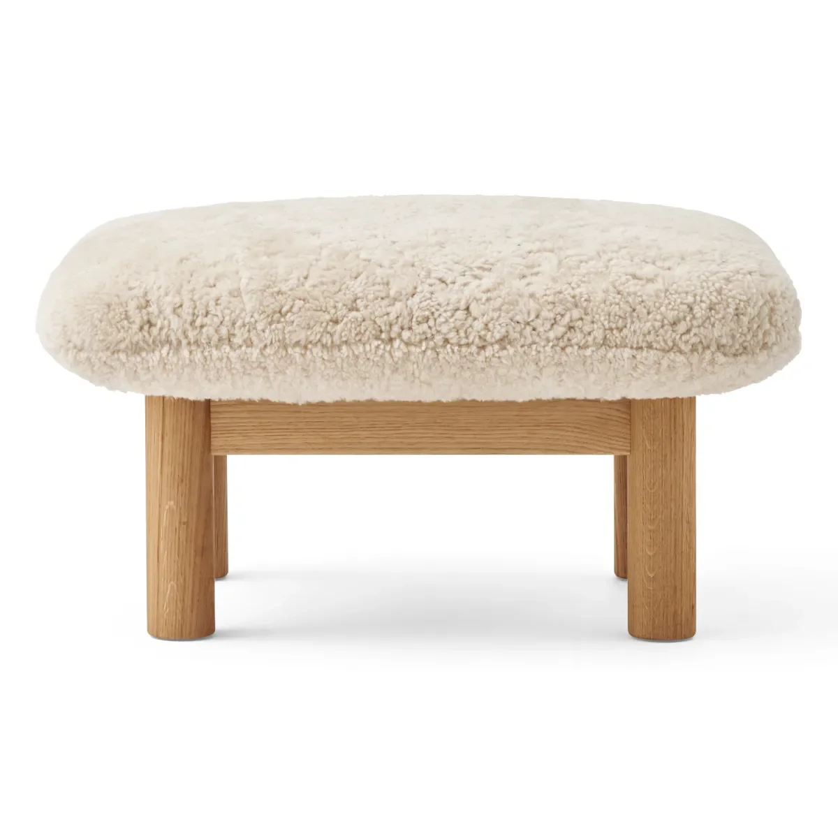Brasilia Stool Fully Upholstered Four-Legged Base Solid Oak Natural Sheepskin Nevotex Nature
