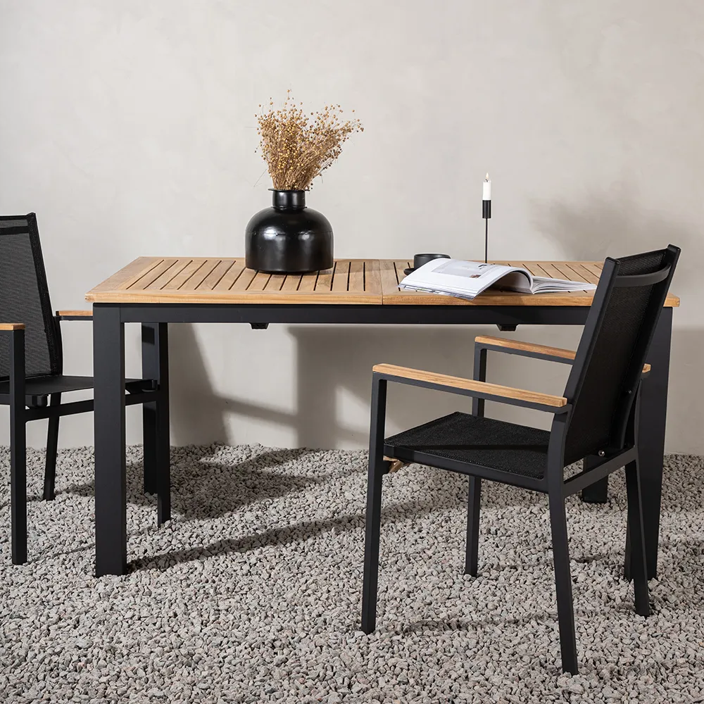 Panama Dining Table 152-210x90 cm Black/Teak