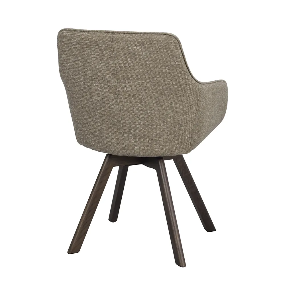 Alison chair with armrests darkbeige fabric/brown oak legs