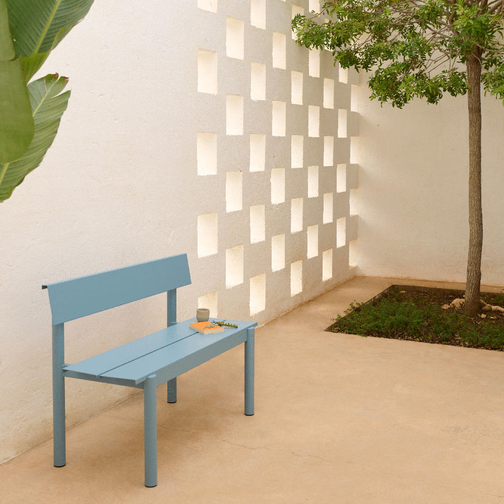 Straight steel bench 110cm Linear Steel Dark Green