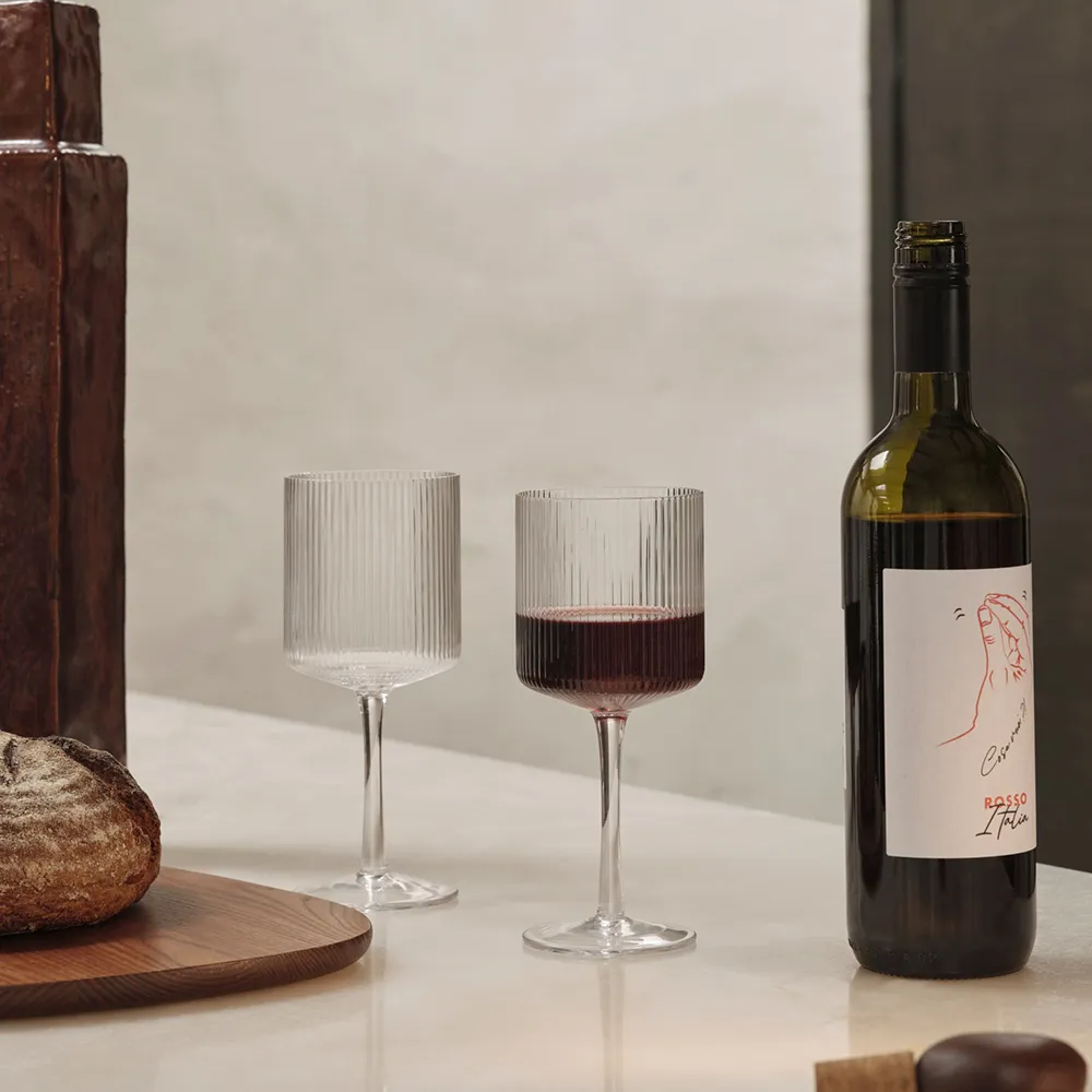 Ripple Red Wine Glasses - Set of 2 - Clear