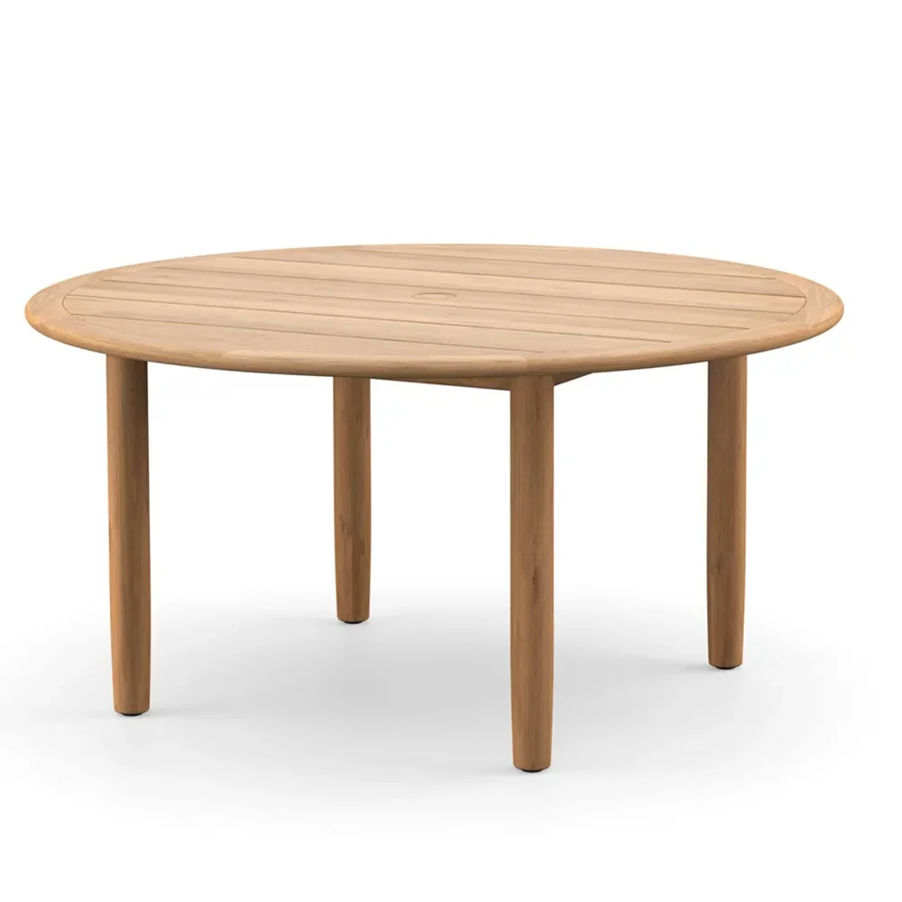 TIBBO dining table Ø 150 cm, w/parasol hole BQM teak 0205
