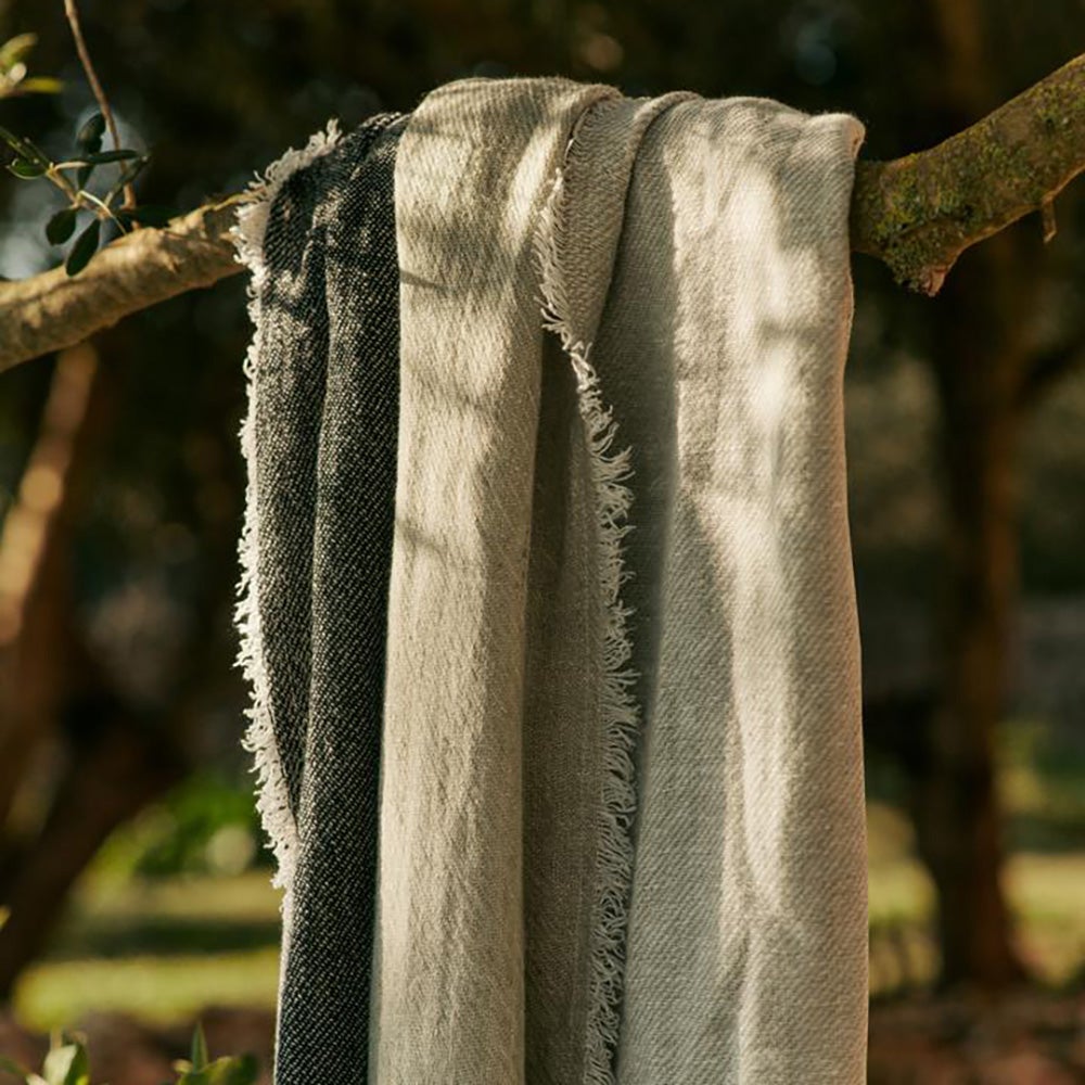 Pila Linen Throw - Black/Elm Green