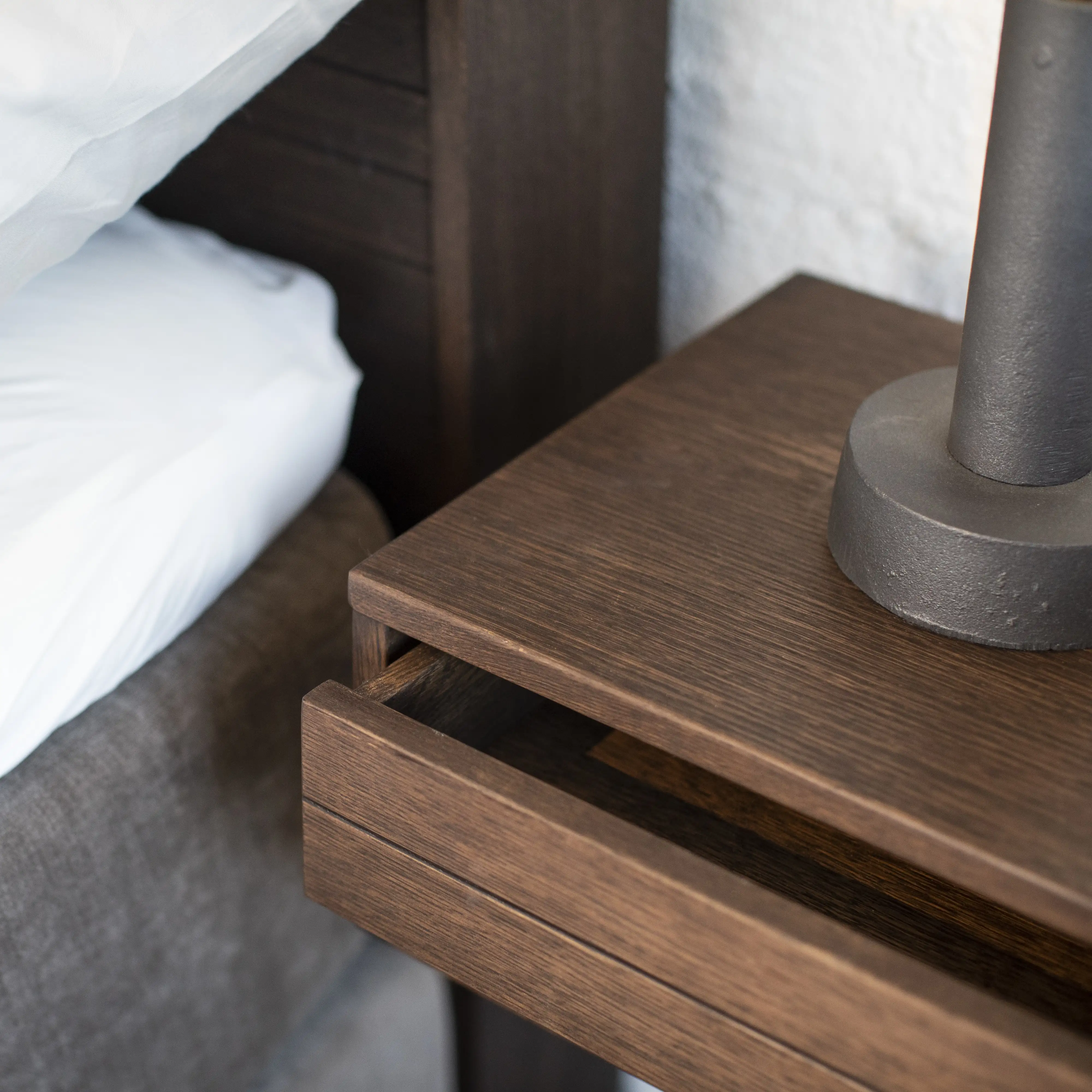 Trace Bedside table wall-hung Smoked oiled oak