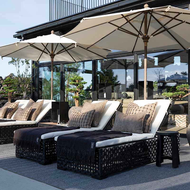 Sunbed Orlando Classic Synthetic rattan Black excl. cushion