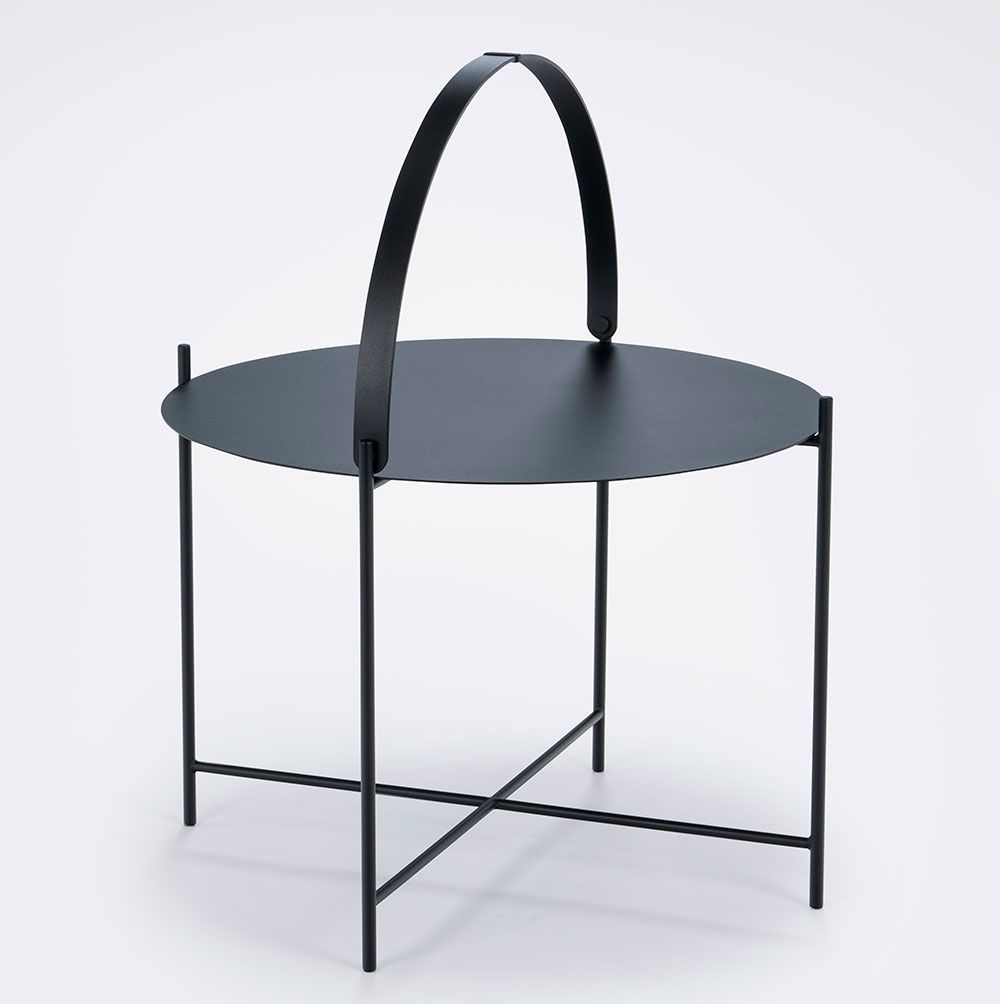 Edge side table 62 cm black steel