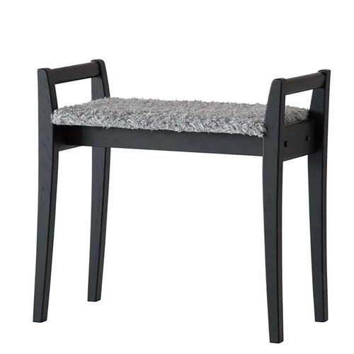 Meja Stool Black stained Oak/Sheepskin look Light grey