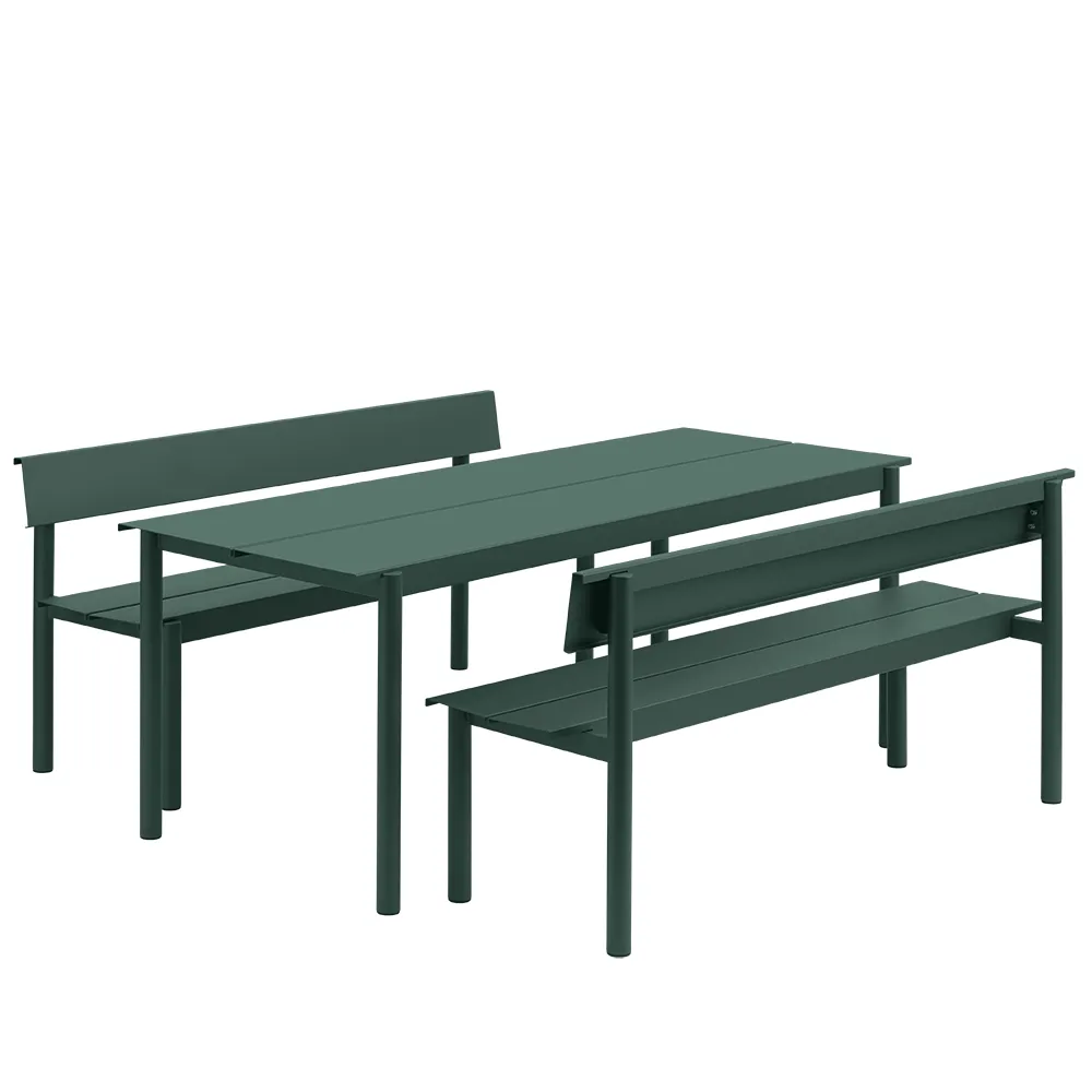 Straight steel bench 170cm Linear Steel Dark Green