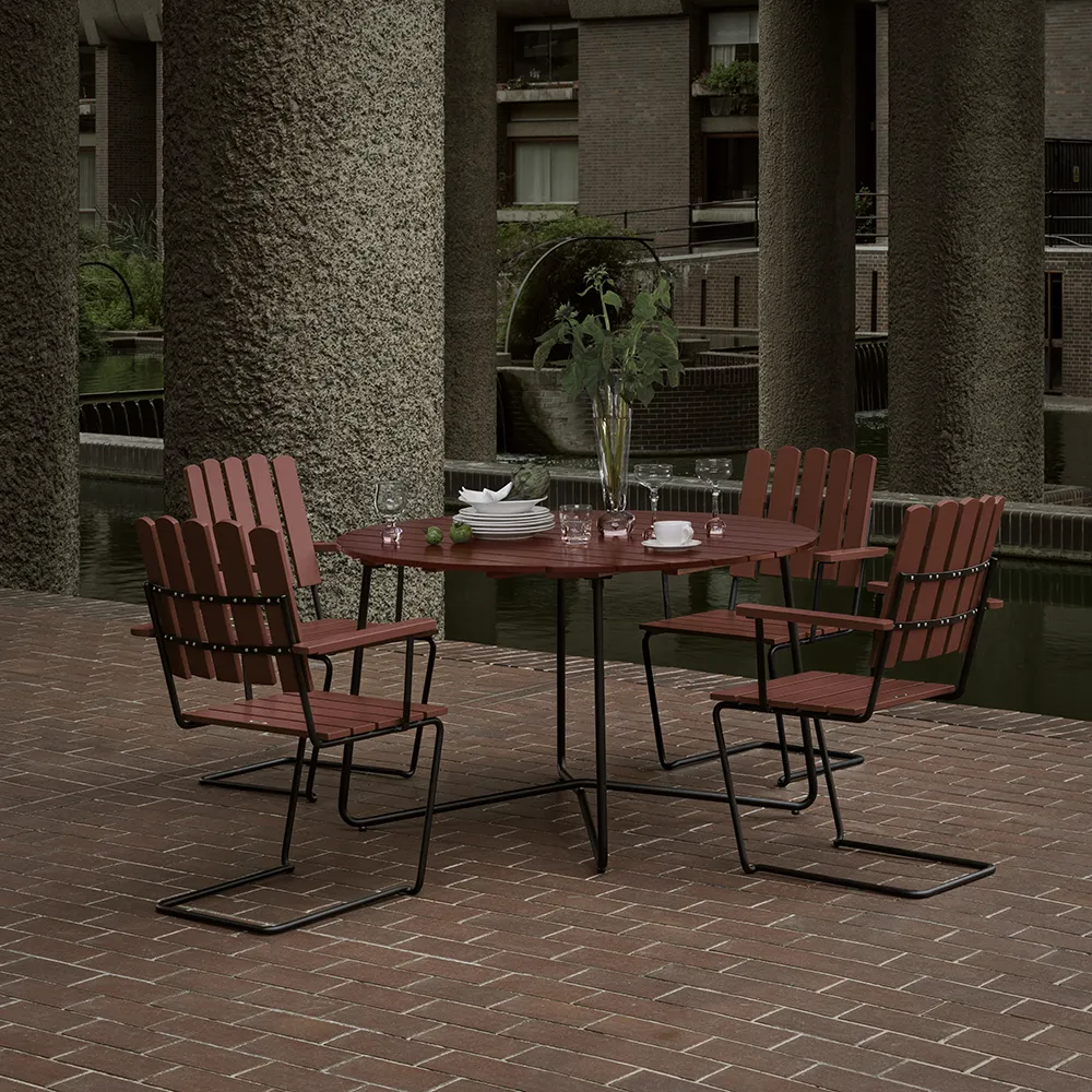 9A table 100 cm dark red / black