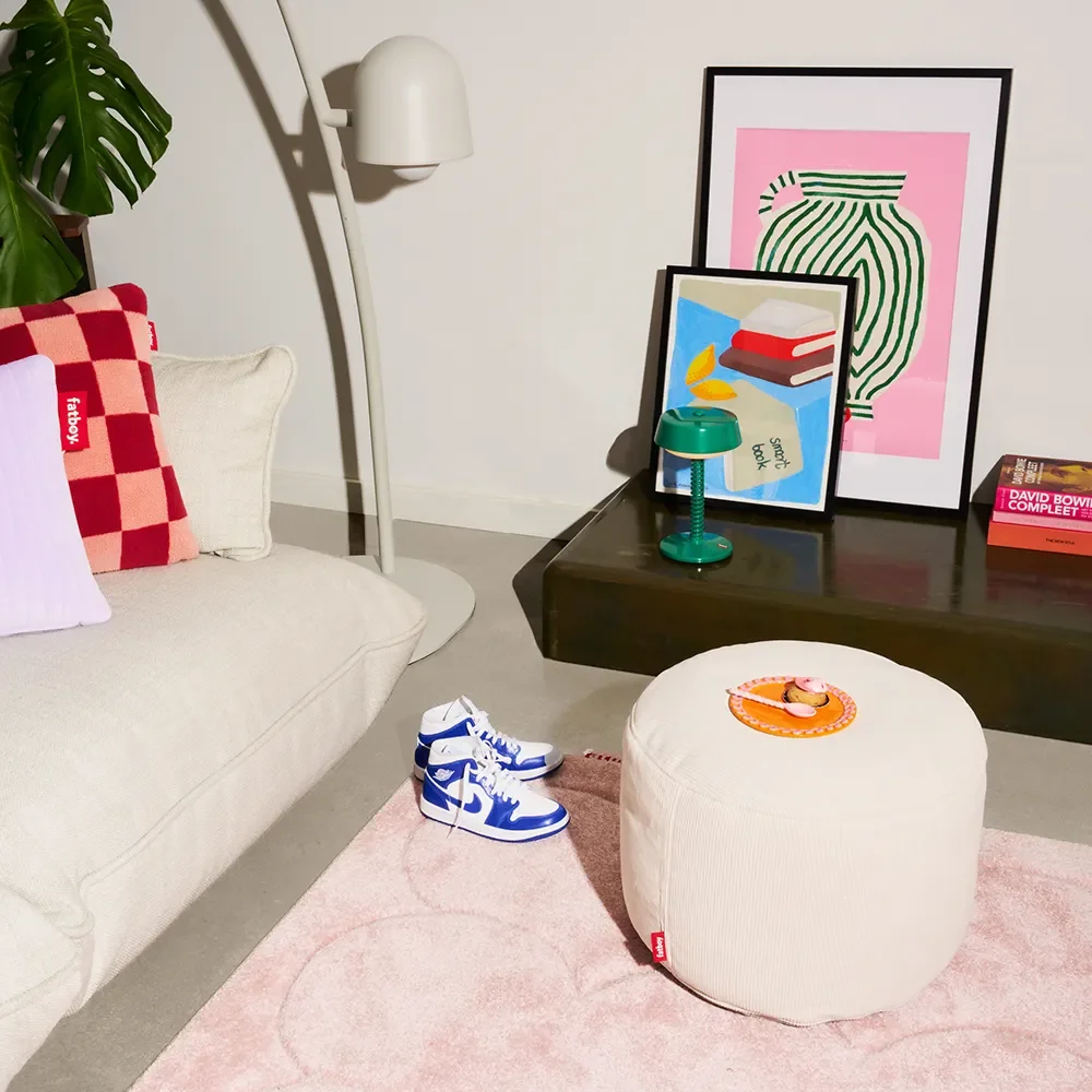 Recycled point Pouf cord cream