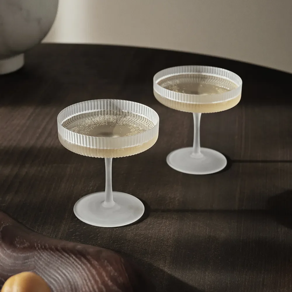 Ripple Champagne Saucers - Set of 2 - Frosted