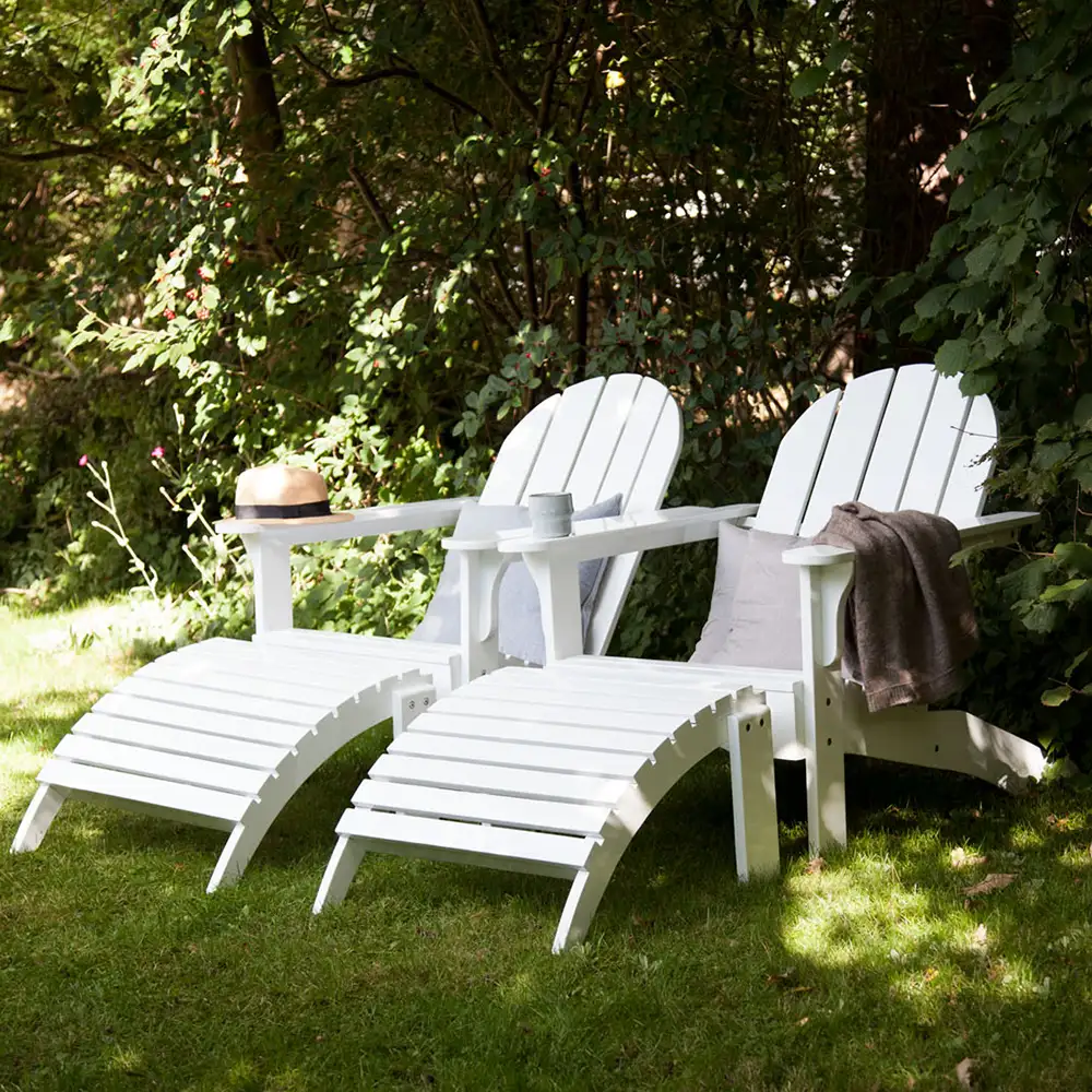 Adirondack armchair incl. stool white