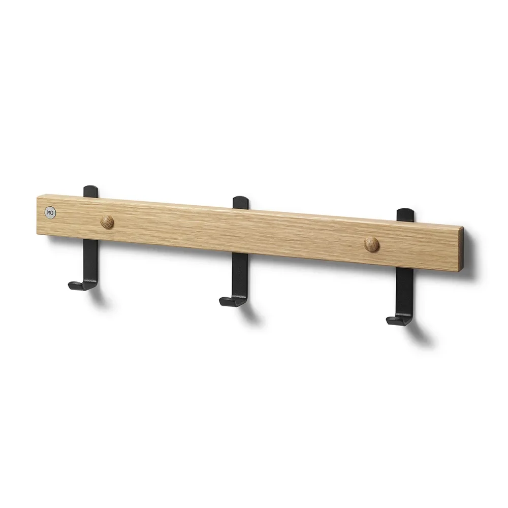 Nadja Hook strip 40 cm Lacquered Oak/Matt Black steel
