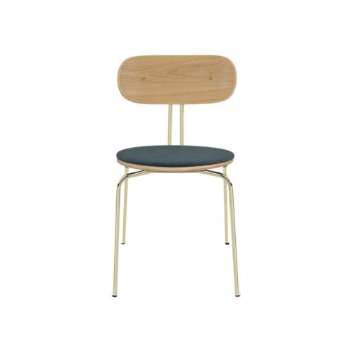 Curious Dining Chair Oak/Brass Quantum Blue