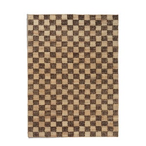 Handwoven Wool Rug Check 140x200 cm Coffee