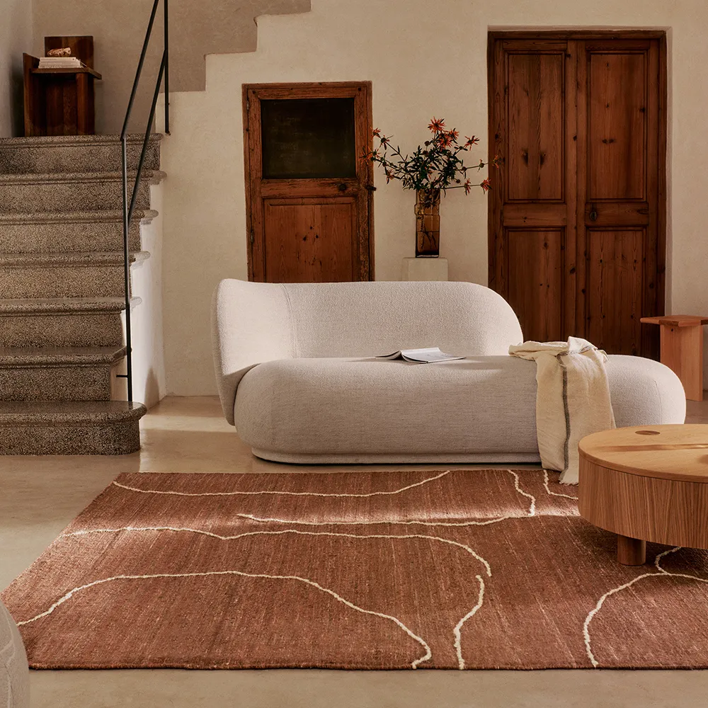 Handwoven Rug in Jute Gesso Terracotta 200x300 cm