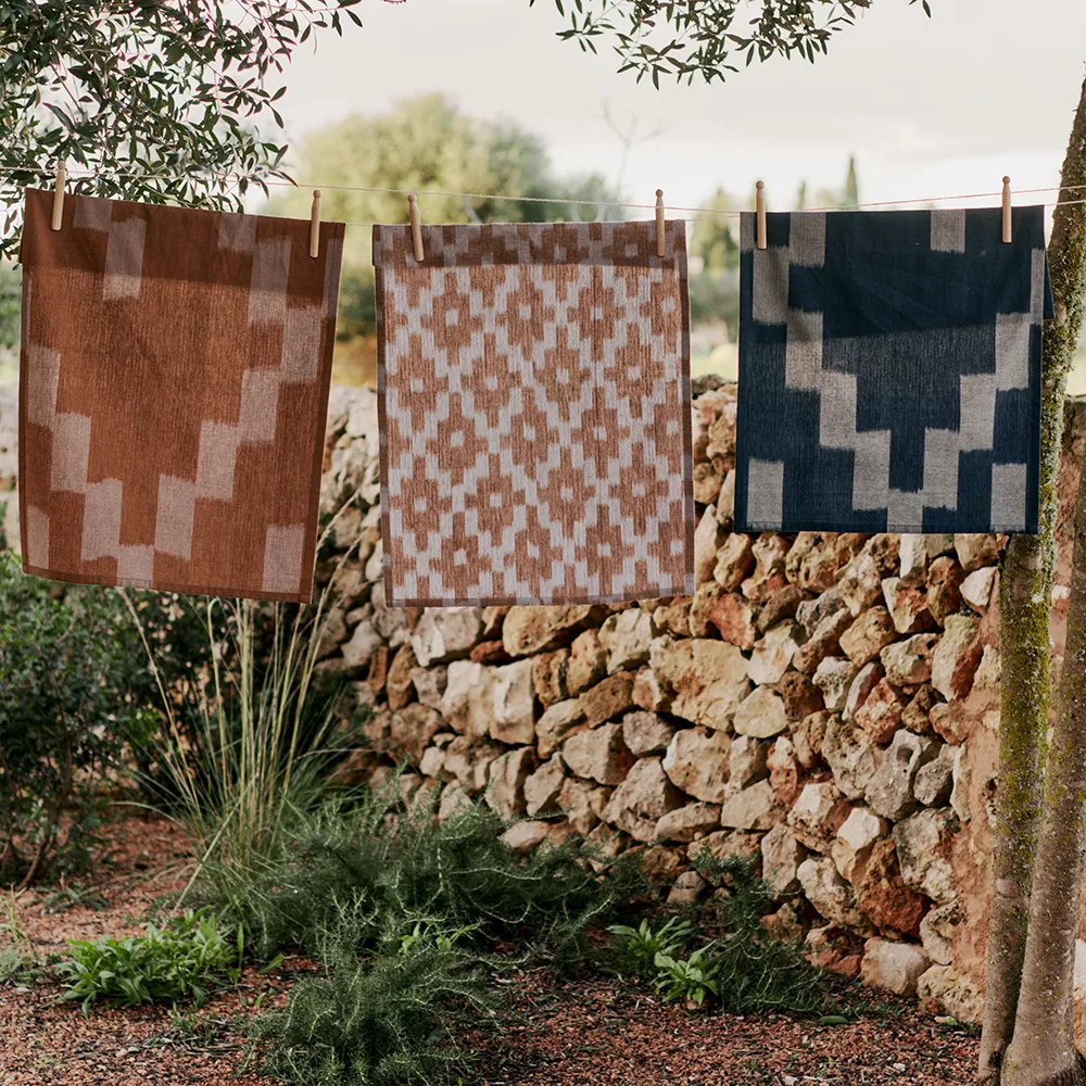 Ikat Tea Towel - Ink Blue/Parchment