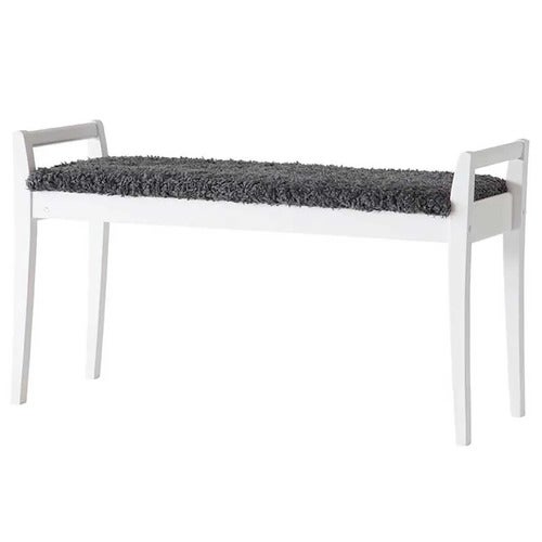 Meja Bench White lacquered Birch/Sheepskin look Dark grey