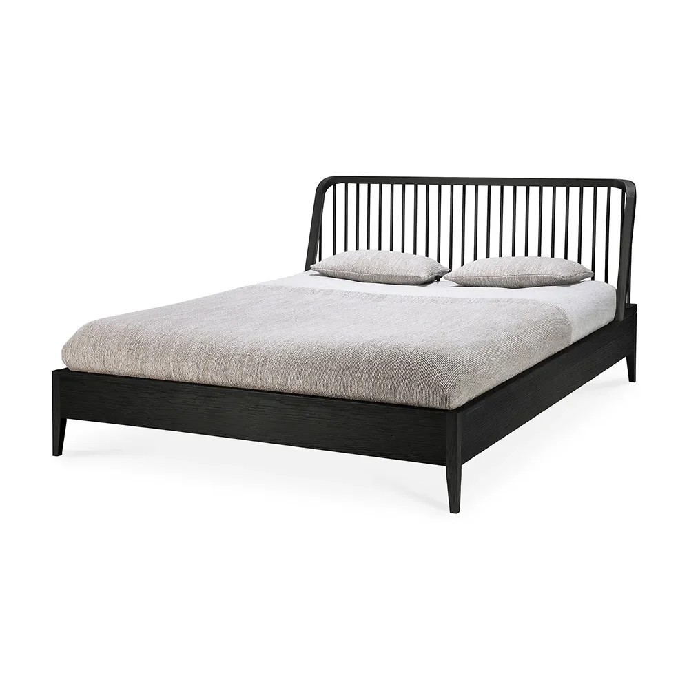 Spindle Bed frame 160x200 cm Black oak