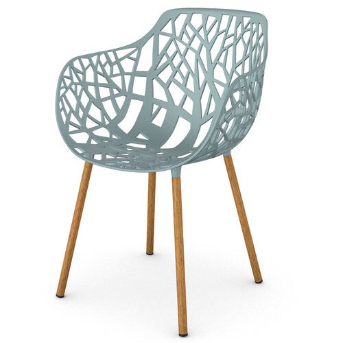 Forest armchair with Iroko upholstered legs Light Blue