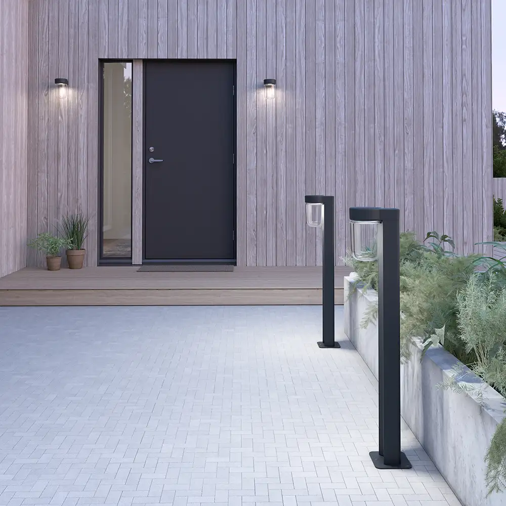Moon bollard IP44 black structure LED